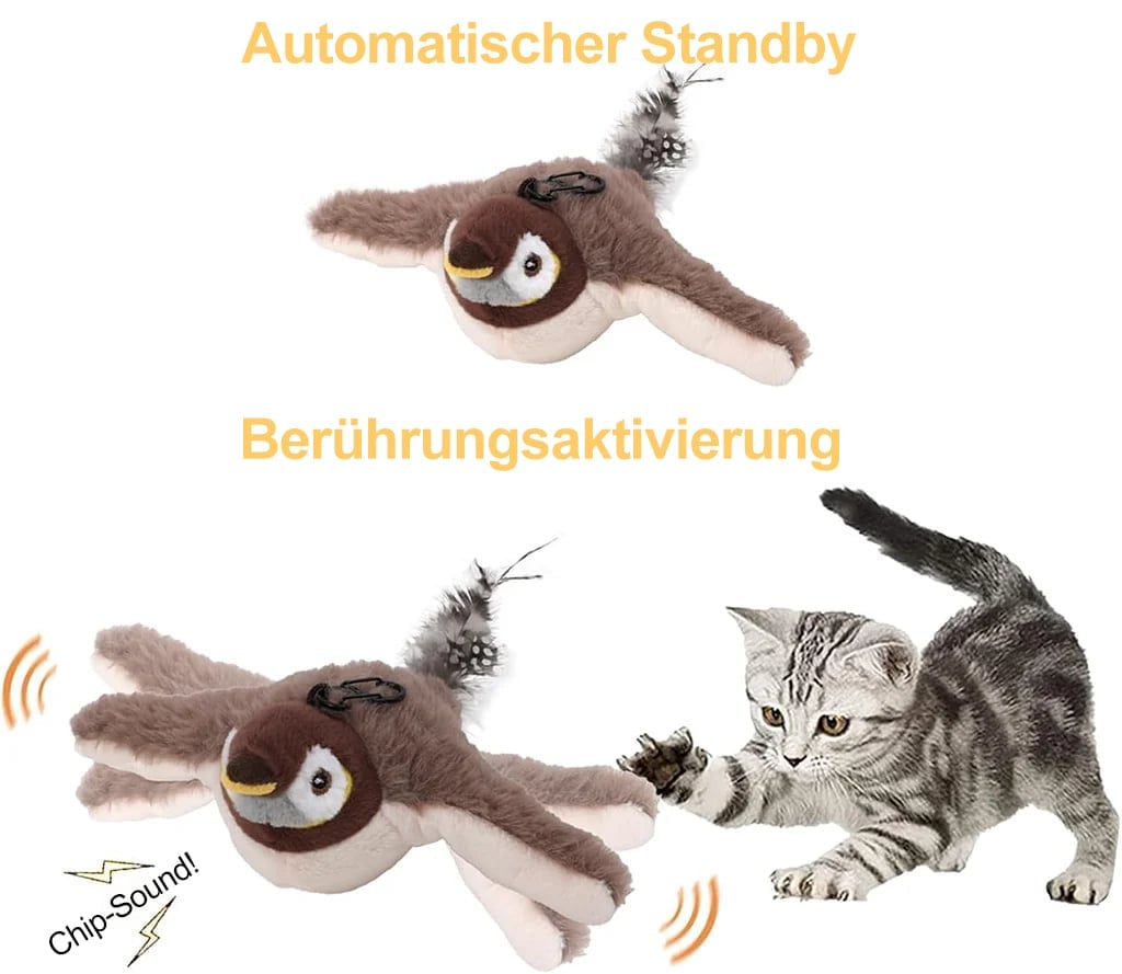 🔥Letzter Tag 49% Rabatt🐾Flappendes Vogel-Katzenspielzeug – USB-aufladbarer und bewegungsaktivierter zwitschernder Vogel