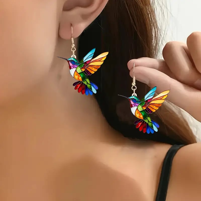 🌈Colorful Hummingbird Earrings🐦