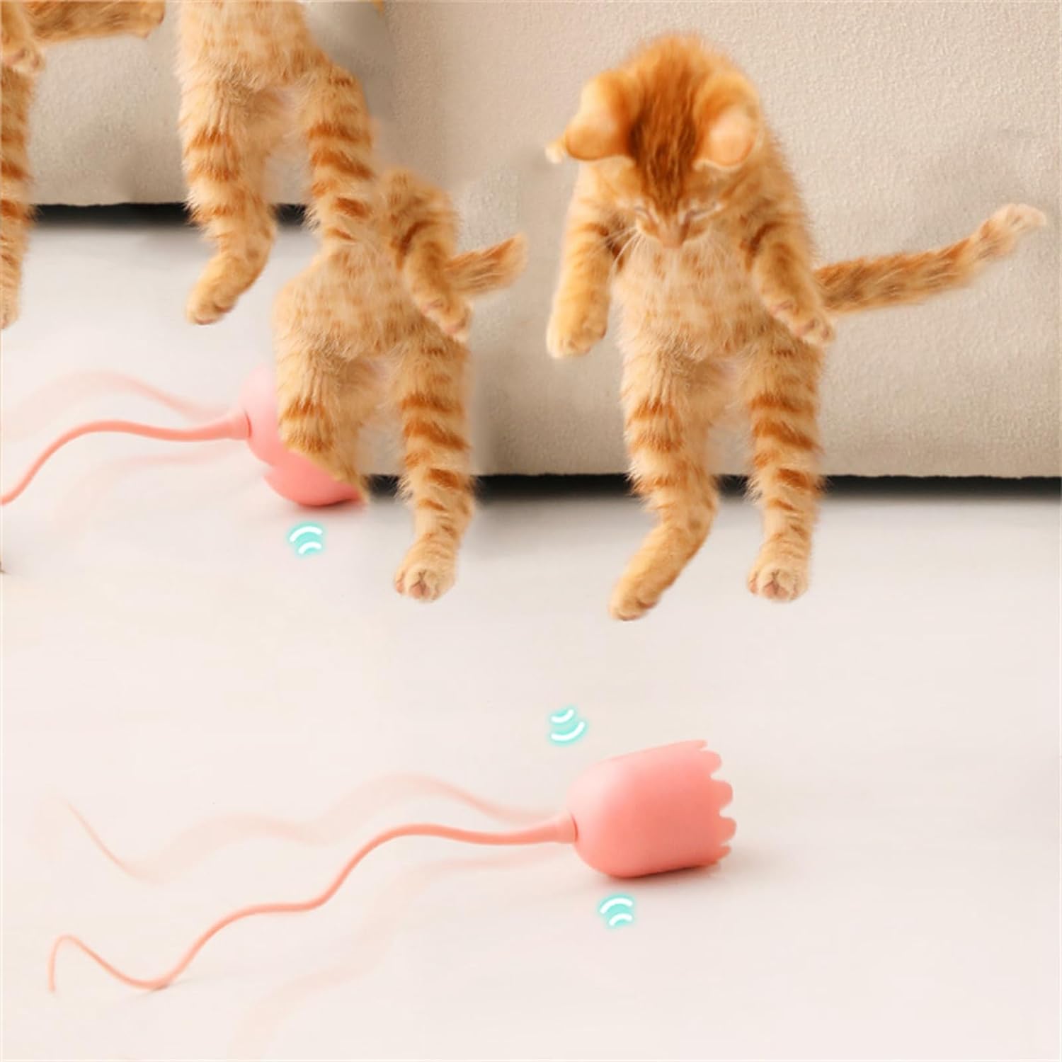 😻Cat Wand Toy Automatic Silicone Tail Teaser Toy 2 In 1