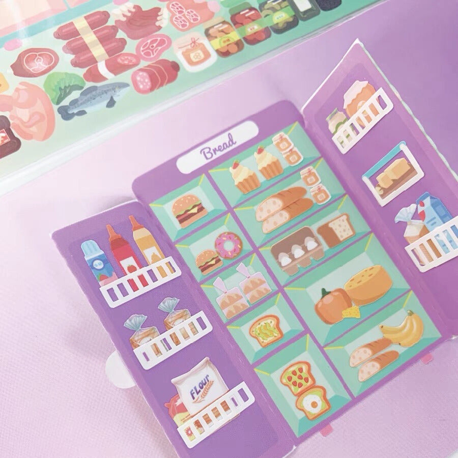 Stickers Play Set, Organize your Own Refrigerator|Snack Vending Machine|Dream House|Closet