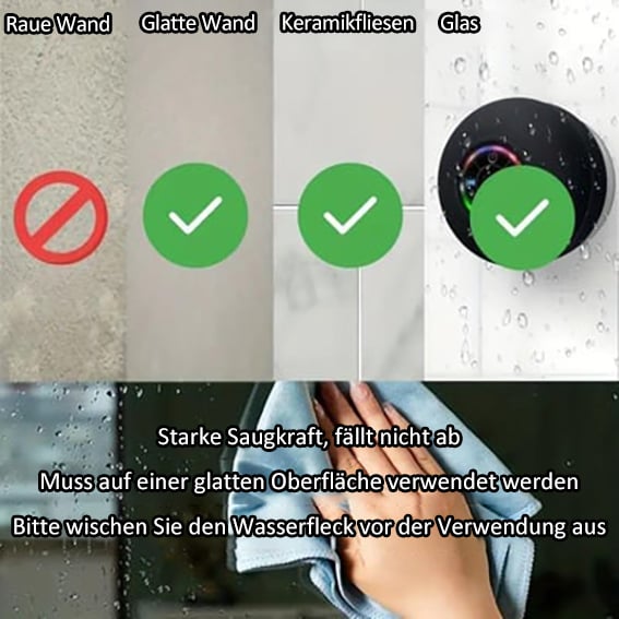 Letzter Tag 50% RABATT -Wasserdichte kabellose Bluetooth-Lautsprecher für das Badezimmer mit LED-Licht
