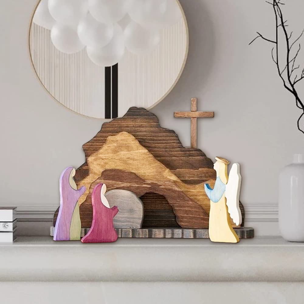 Handmade Jesus Tomb-Easter Scene Wooden Decoration