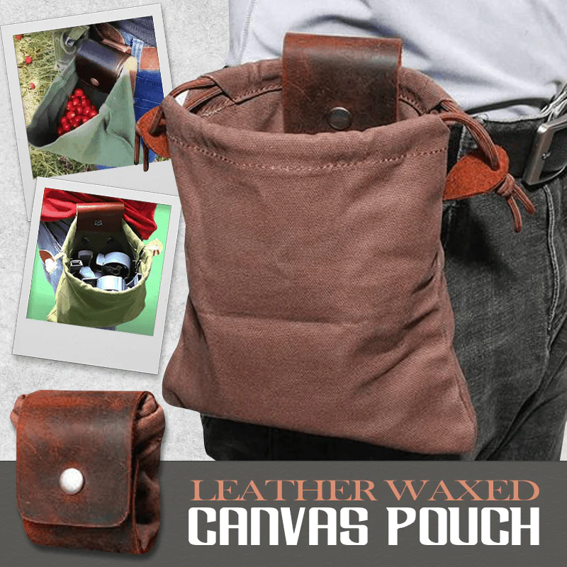(🔥Last Day Promotion- SAVE 48% OFF)Leather Waxed Canvas Pouch(buy 2 get 1 free now)