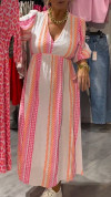 Women's V-neck Lantern Sleeve Printed Casual Dress