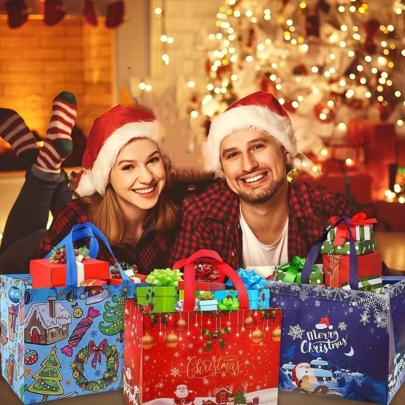🔥Last Day Promotion 70% OFF🔥Christmas Gift Bags Large Reusable Tote Bags