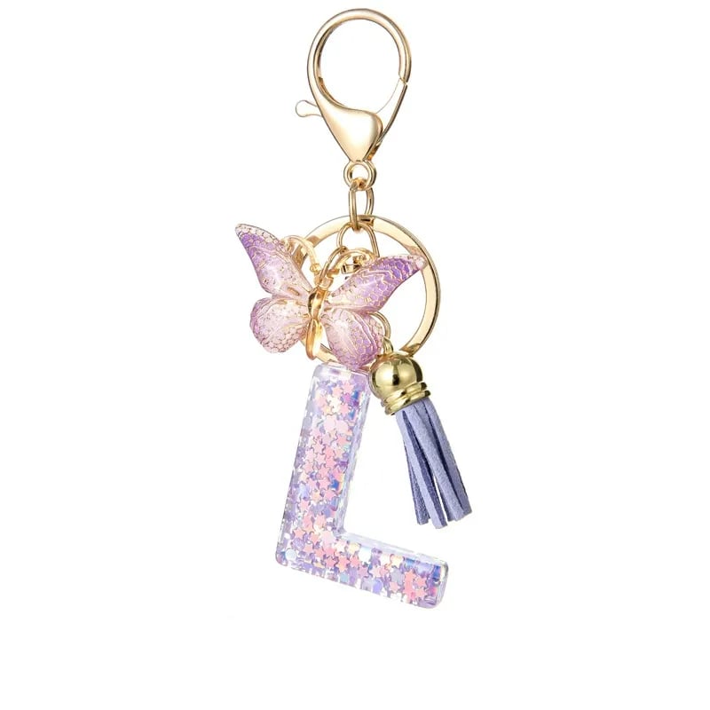 🔥Last Day 50% OFF - Butterfly Letter Keychain Tassel Design Vibrant Durable Lightweight Gift