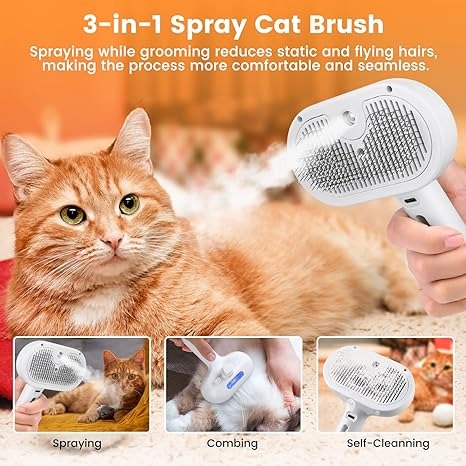 Self-Cleaning Pet Hair Removal Comb with Water Tank