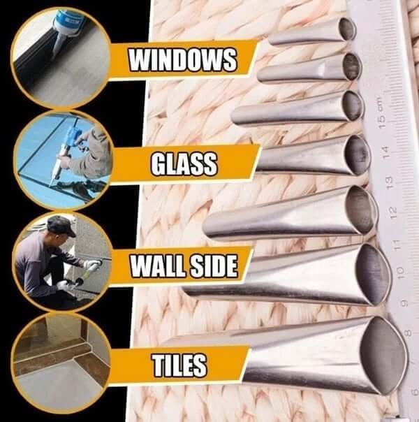 🔥Christmas Sale- Stainless Steel Reusable Caulking Nozzle Applicator Finishing Tool