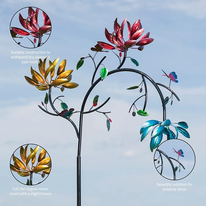 🎁Hot Sale🔥 50% OFF - Beautiful Multi Colored Flowers Wind Spinner