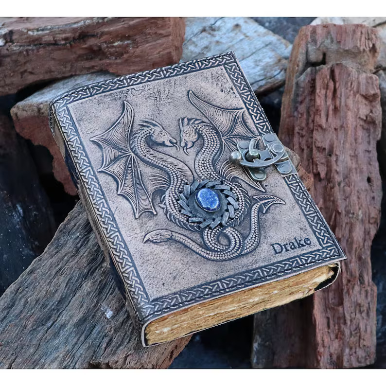 Personalised-Double Dragon Leather Journal