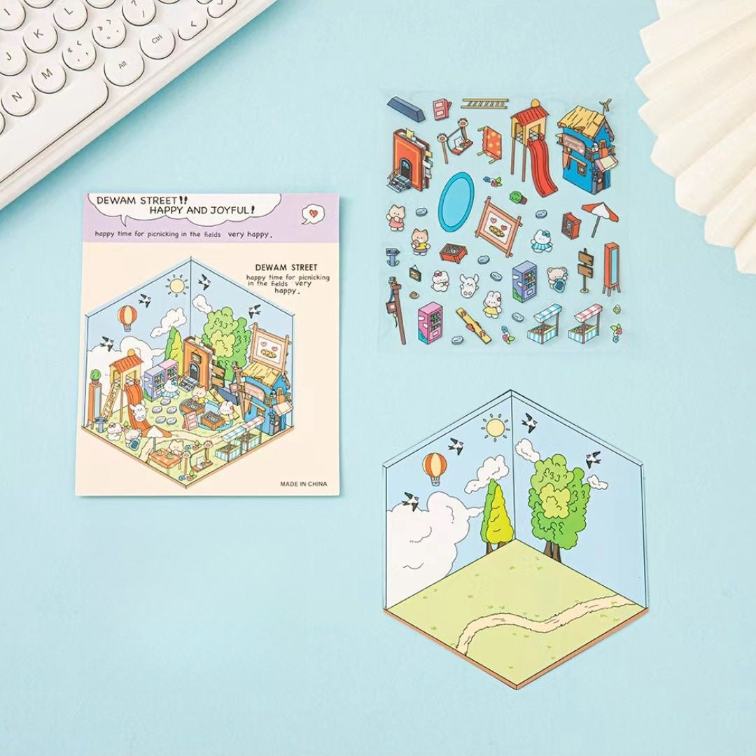 Sticker Scene: DIY Picnic|Magical Library|Spring Party|Beach|Amusement Park|Record Store