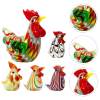 Glass Rooster Chicken Figurines