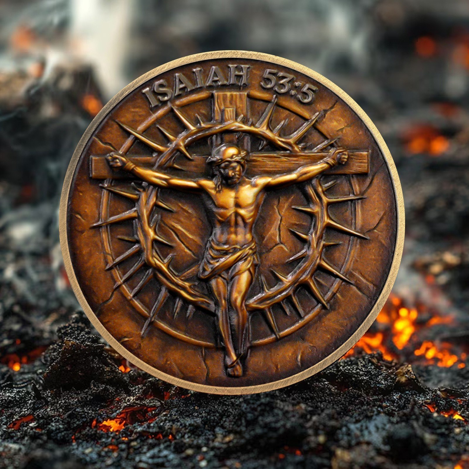 Christian Jesus Crucifix Coin – Isaiah 53:5 Medallion