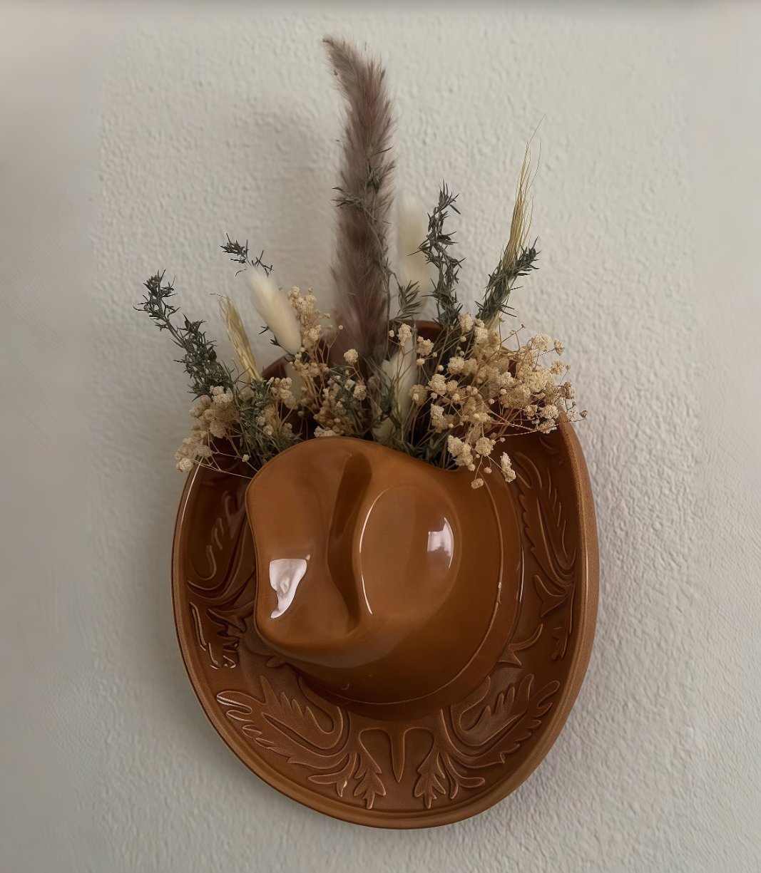 🎁TikTok Last Day Sale - 70% OFF🔥Ceramic Cowgirl Hat Hanging Vase - Decorative Ornament for Home