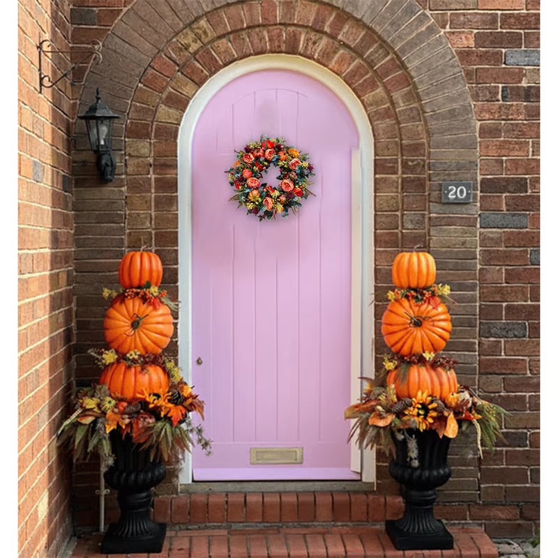 🍁🎁Year-Round Peony and Pumpkin Wreath – 🎃🎄Fall, Halloween & Christmas🔥Buy 3 (⏰13 in stock) (🔥90.6% will buy, save $15-20) (Today only)