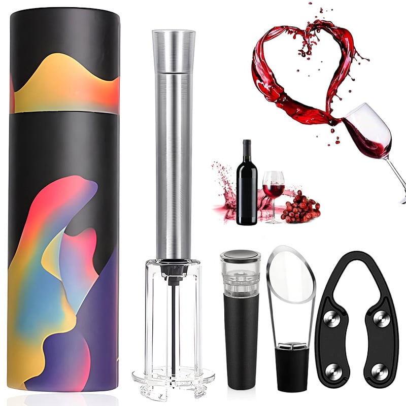 (🎄Christmas Hot Save 49% Off) Air Pump Cork Remover Wine Bottle Opener Set - Upgraded Cylindrical Gift Box