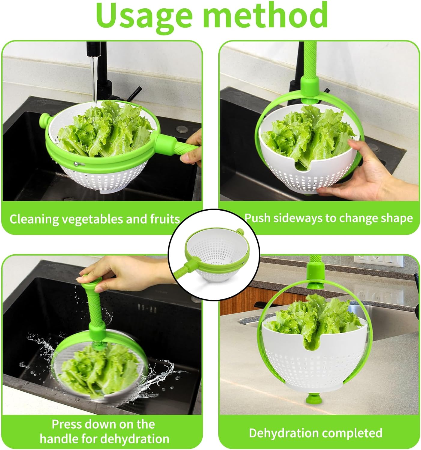 🔥Last Day Promotion 50% OFF🔥Vegetable Spinner Colander with Collapsible Handle