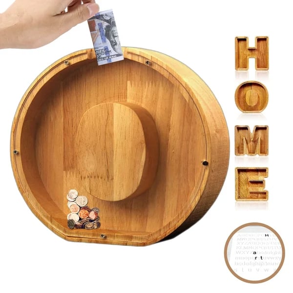 (🔥Last Day Promotion- SAVE 70% OFF)Large Personalized Wooden Alphabet Piggy Bank-Buy 2 Get VIP Shipping