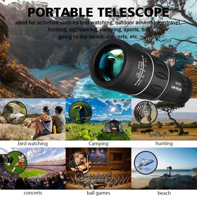 16×52 Monocular Bifocal Optical Handheld Telescope