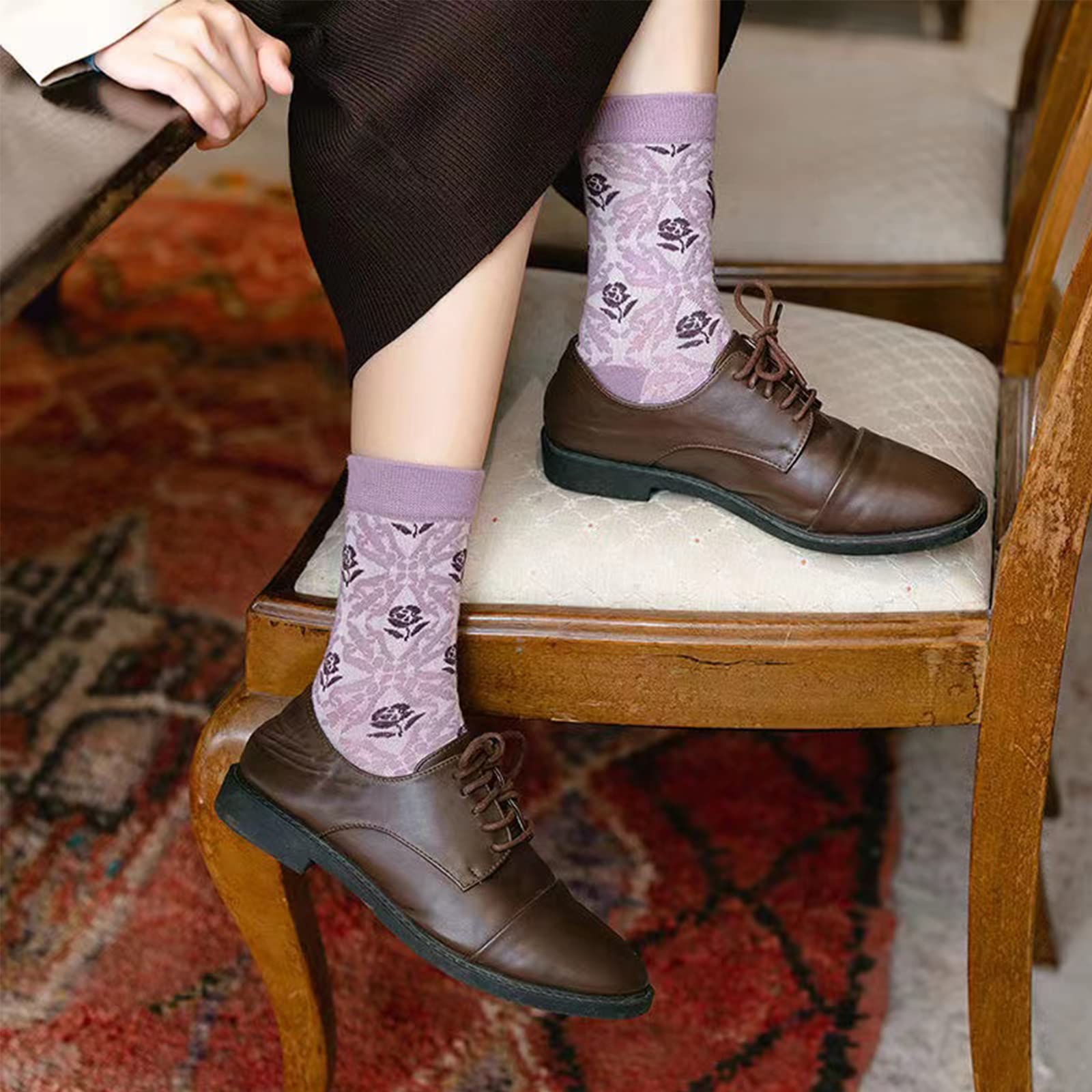 ❤️❤️This week's special Sale 48%OFF- Women's Purple Vintage Floral Cotton Socks