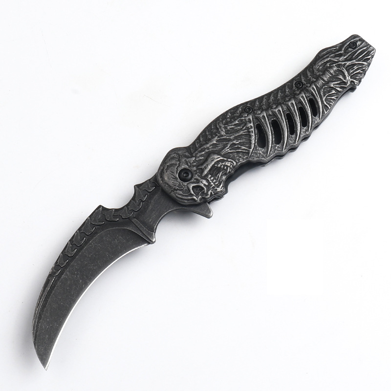 TOSAHWI Handmade Reaper Scythe Skeleton Folding Knife-9686