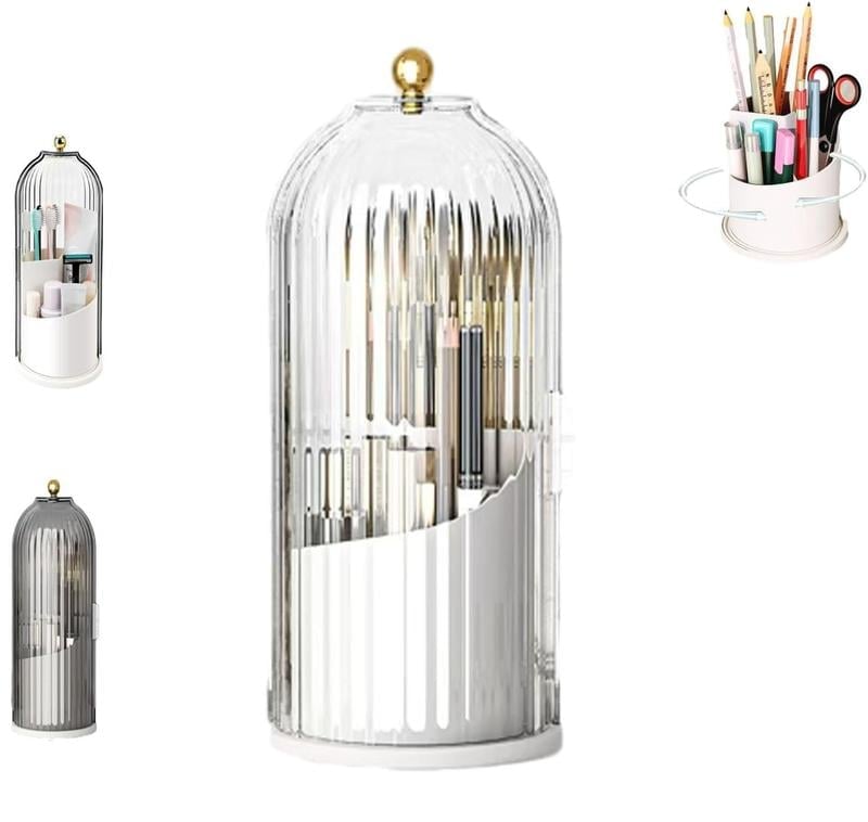 🪥 Dustproof Rotating Toothbrush & Makeup Brush Holder
