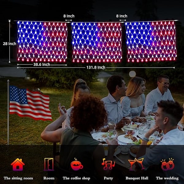 🔥Christmas Early Promotion🎅🎄 - Solar American Flag LED Lights