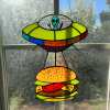 🛸UFO Abduction a Cow Stained Glass Suncatcher