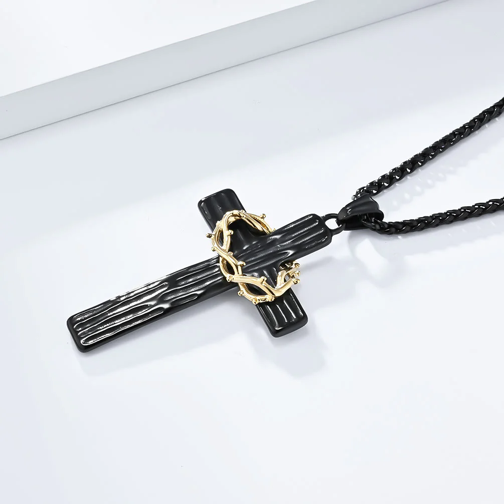 ✝️100% Handmade Crown Of Thorns Cross Necklace