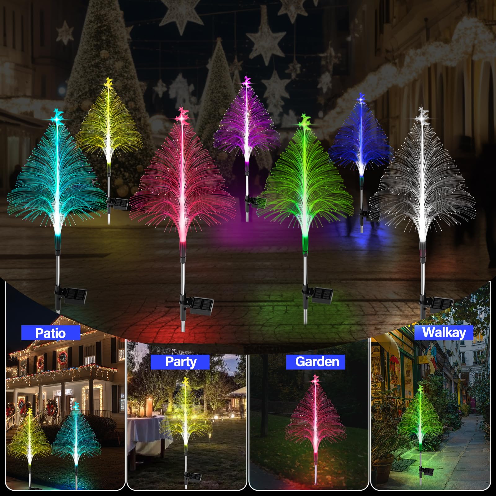 🎄🌈Solar Power Color Changing Christmas Tree Outdoor Lights