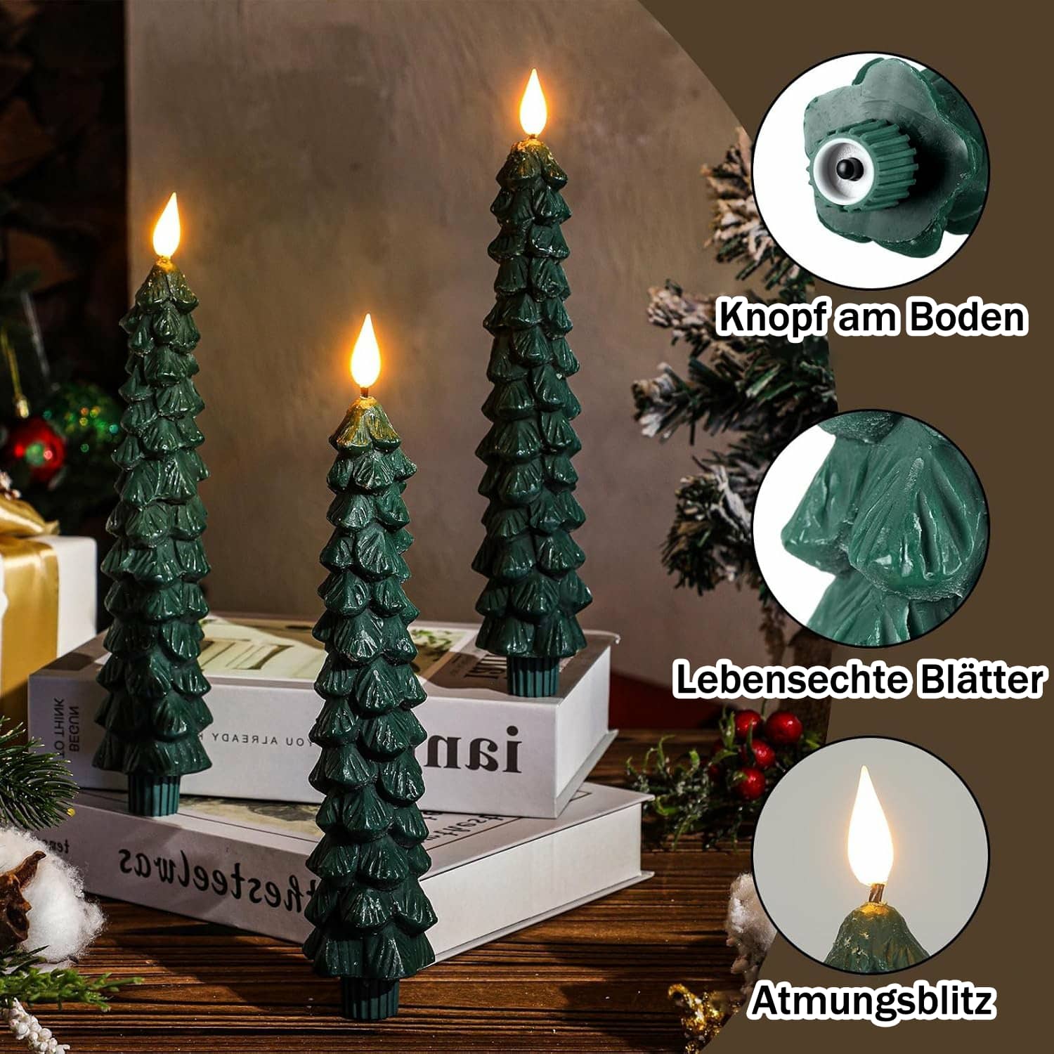 🏆️Letzter Tag 50% Rabatt🌲Flammenlose Stabkerzenlichter für den Weihnachtsbaum mit Fernbedienung