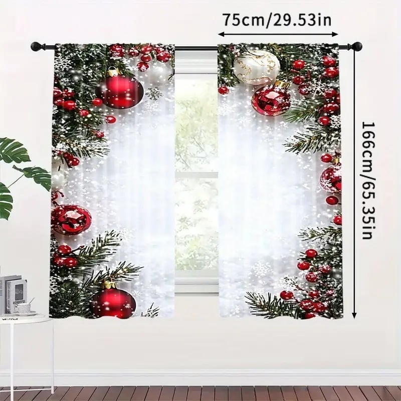 💥LAST DAY SALE 50% OFF💥Christmas Ball Holiday Printed Curtains