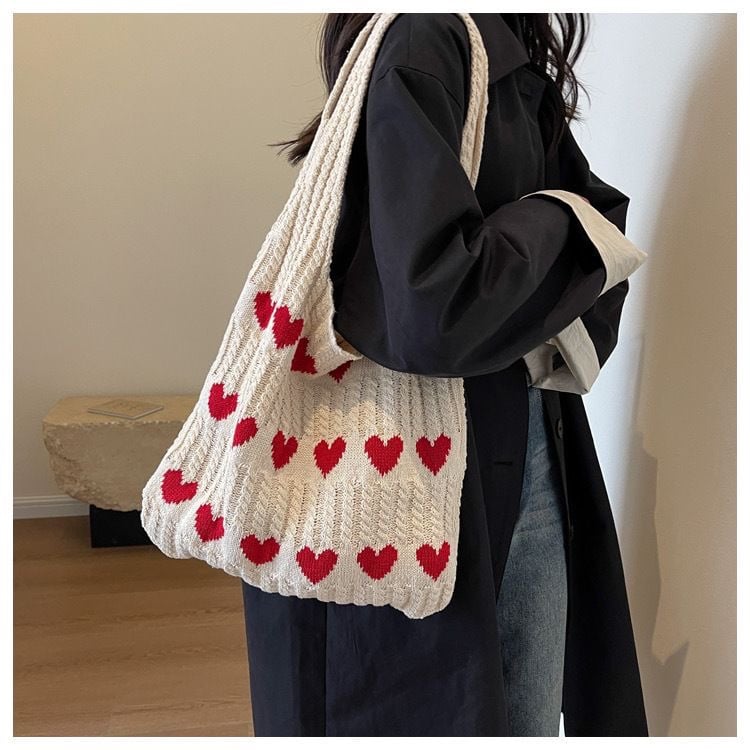 🔥 Last Day Promotion 50% OFF 🎒 Dopamine Love knit bag Knitted wool bag large capacity shopping bag - Buy 2 Get Free Shipping