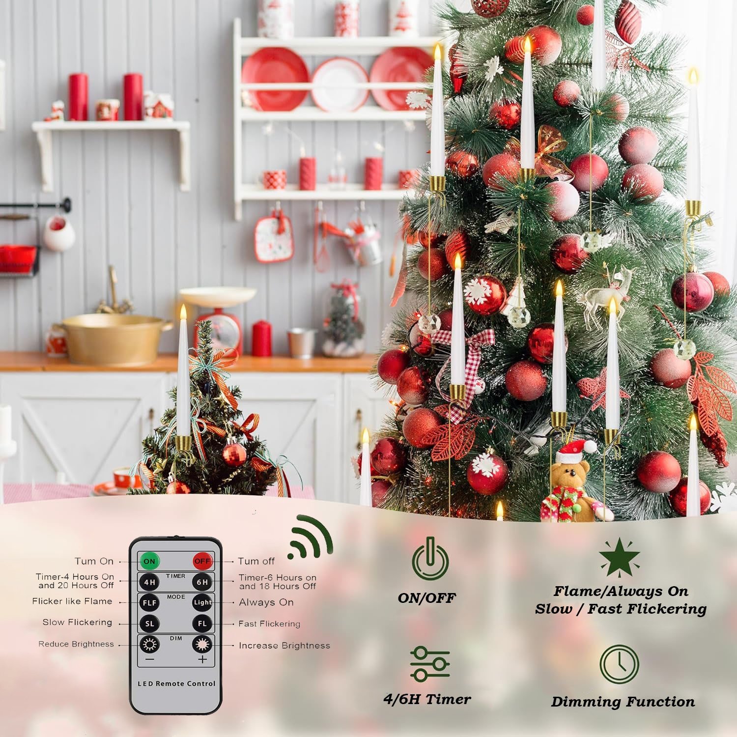 🍂TikTok Fall Sale — Last Day 70% OFF🎉Christmas Tree Led Candles with Clear Crystal Ball Hook🎄