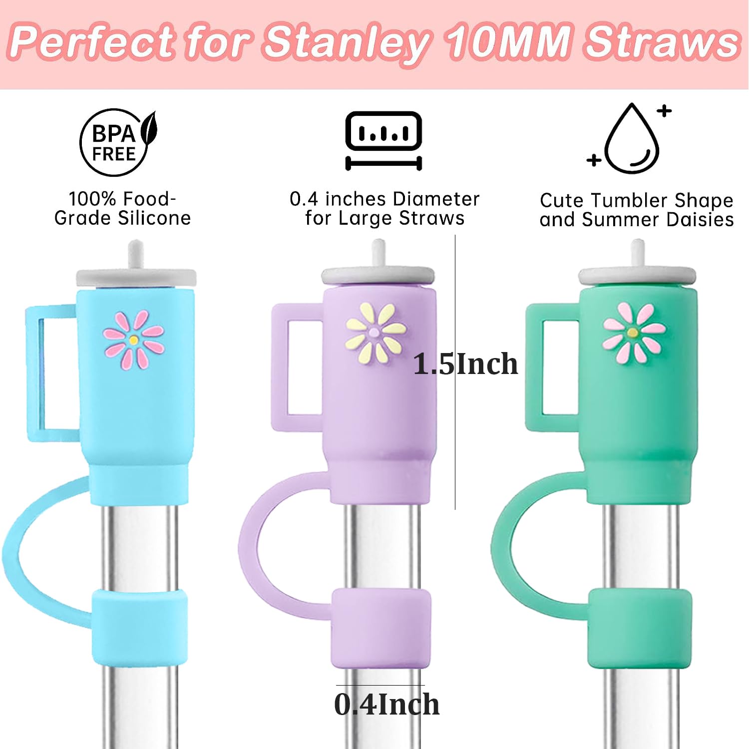 🥤Silicone Straw Covers Compatible with Stanley Tumblers