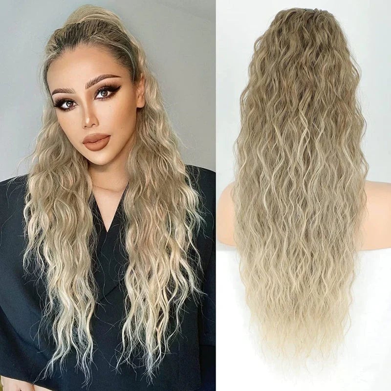 🎁Letzter Tag 49 % Rabatt🔥76cm gewellte, krauses Haarverlängerung mit Pferdeschwanz