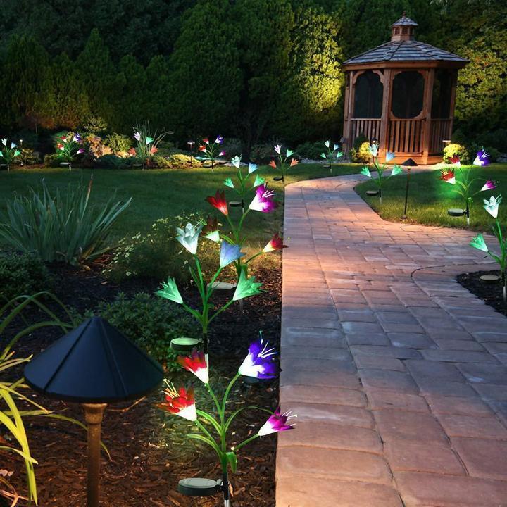 (❤️Mother's Day Flash Sale - 70% OFF) Spring Artificial Lily Solar Garden Stake Lights, Buy More Save More