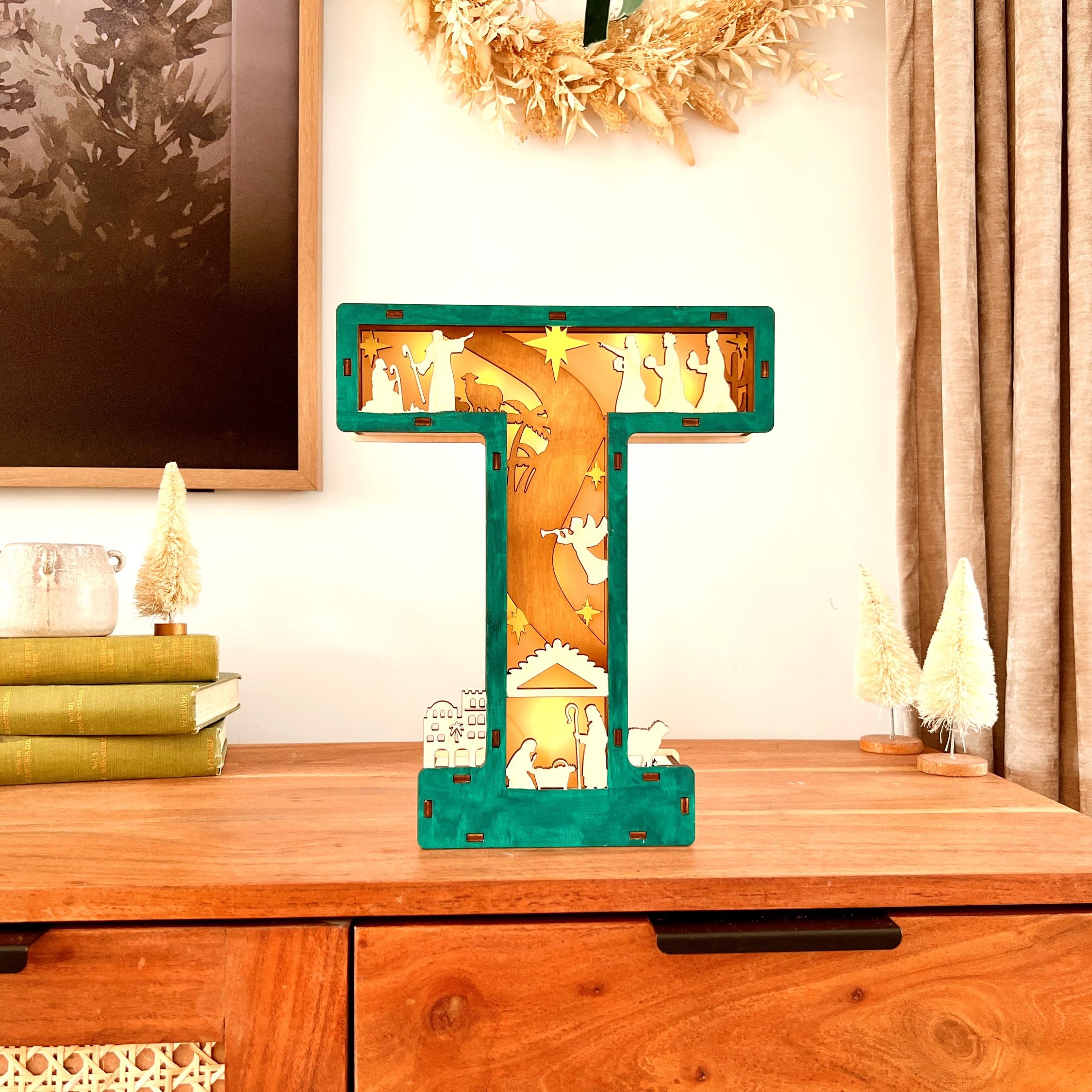 3D Nativity Monogram Ornament With Light