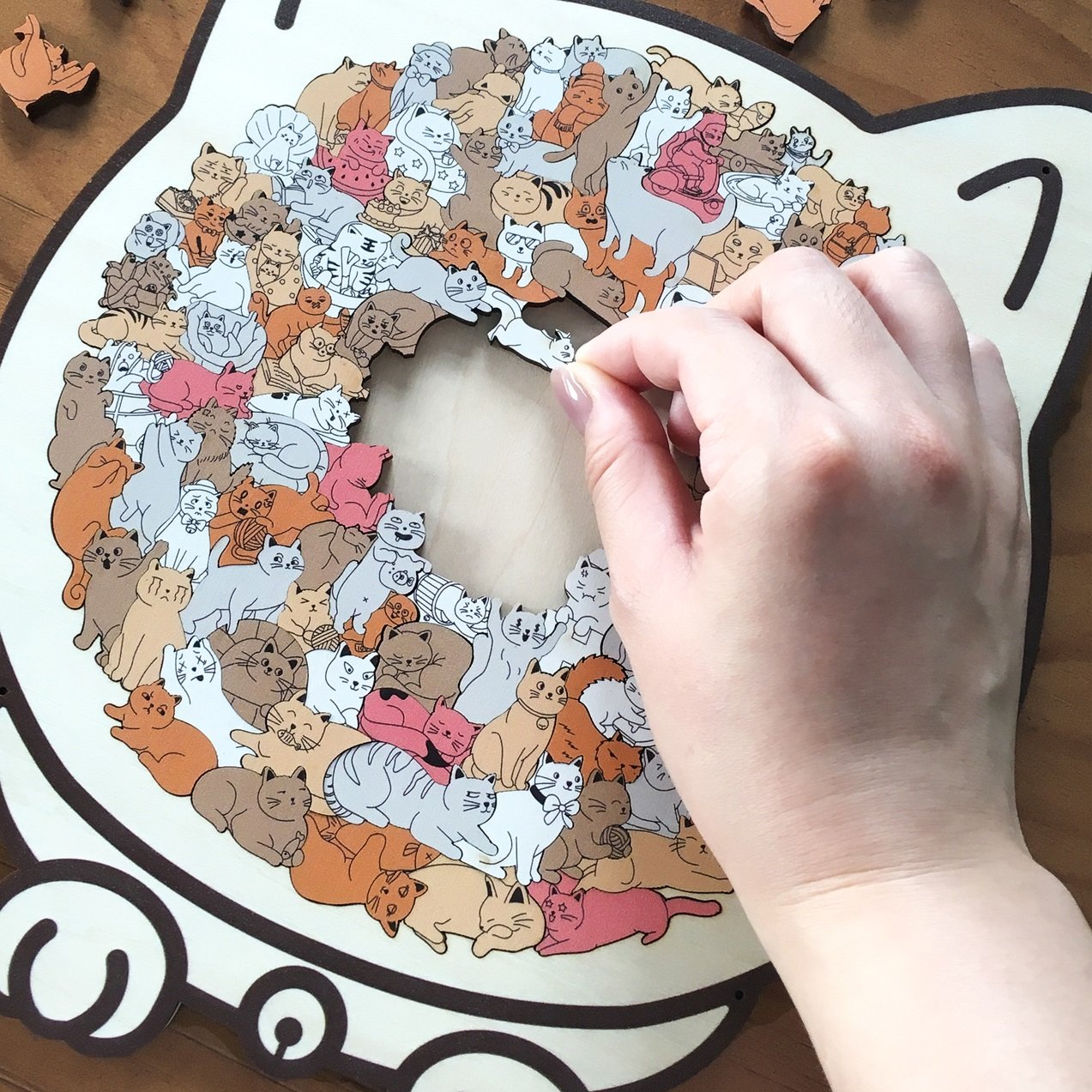 🎁TikTok Last Day Sale - 70% OFF🔥135-Piece Morandi-Colored Cat Shaped Wooden Jigsaw Puzzle