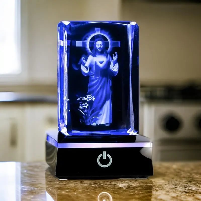 Jesus Cross Night Light Rectangular Glass with Multiple Adjustable Lighting Modes✝️