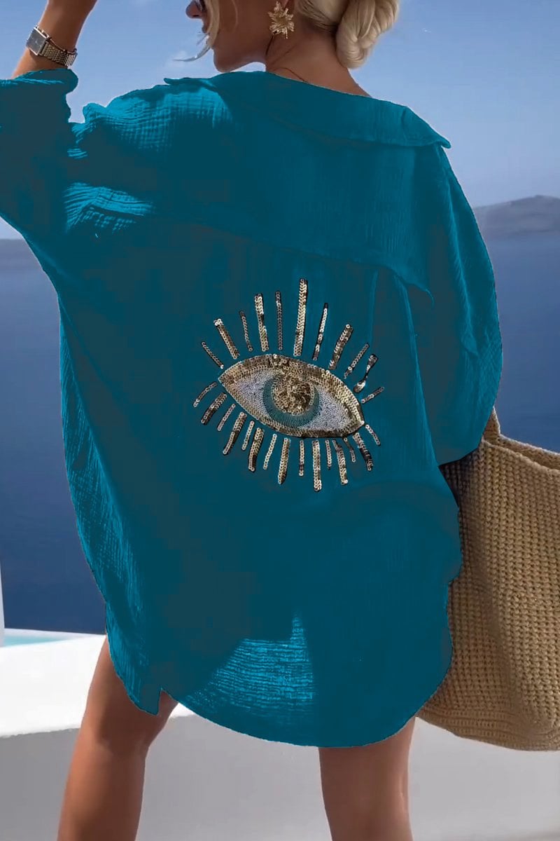 Women Casual sequin beaded shirt