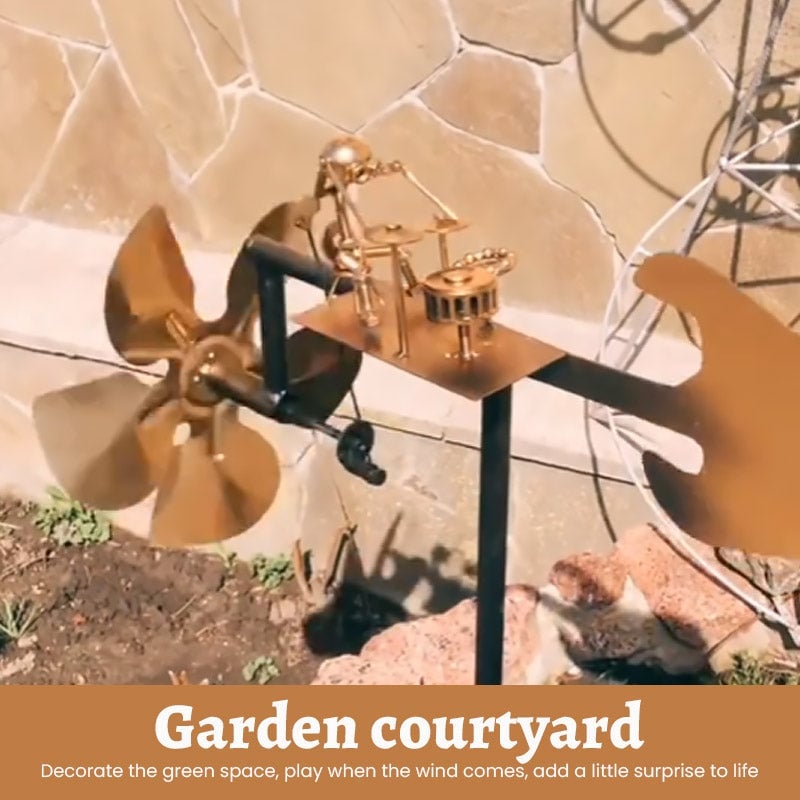 Metal Drummer Statue Courtyard Decoration