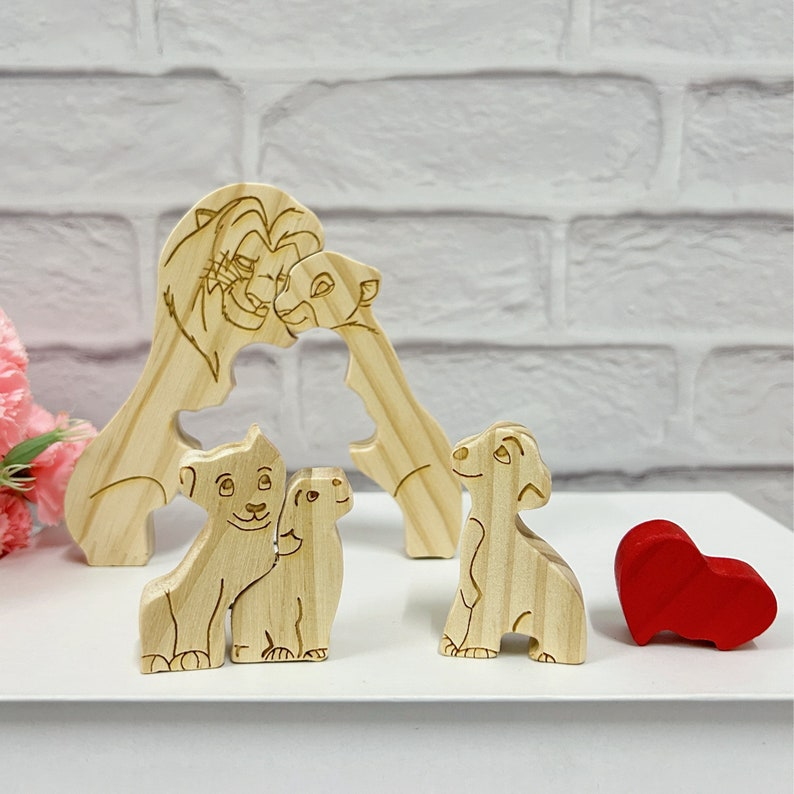 🦁Personalized lion family members wooden puzzle🧡