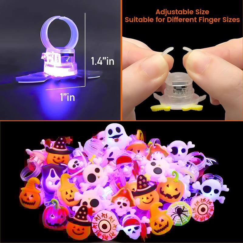 🔥Last Day Promotion 70% OFF🔥Halloween 50Pcs LED Glowing Ring