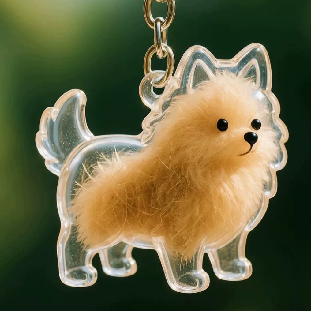 Dog Hair Collector Keychain Charm Memorial Storage Box