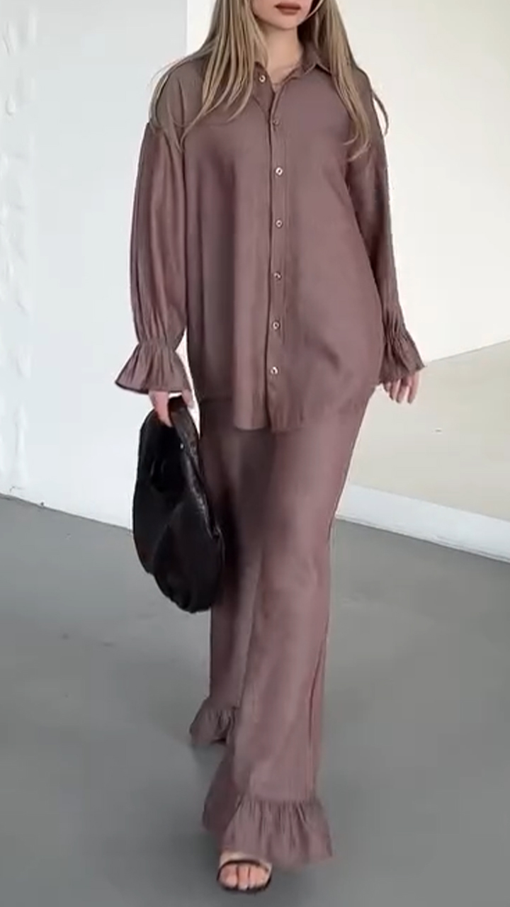 Women's Lapel Flared Cuffs Casual Suit