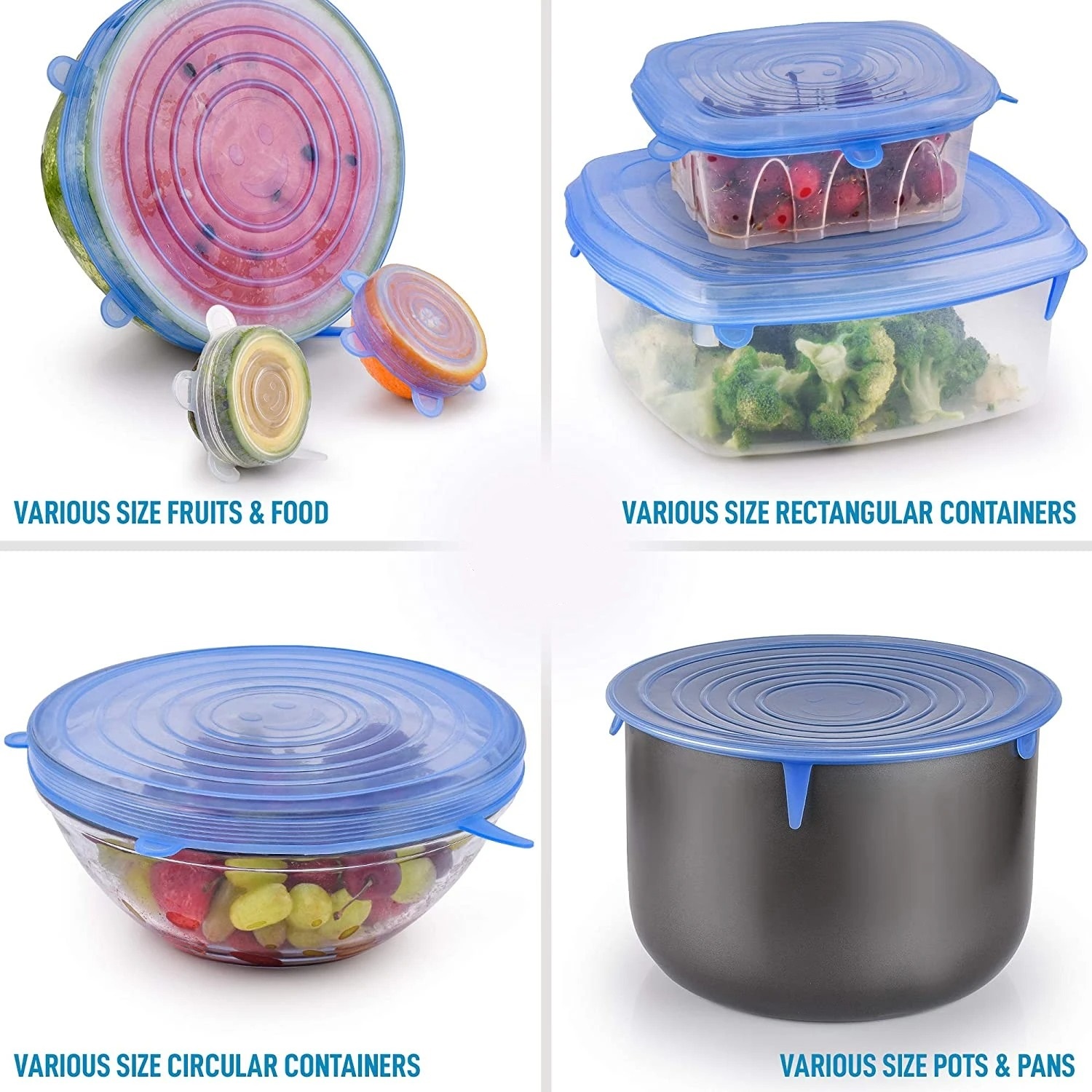 (⏰LAST DAY SALE--49% OFF) 🔥 Kitchen Reusable Silicone Stretch Lids (6 Piece Set)