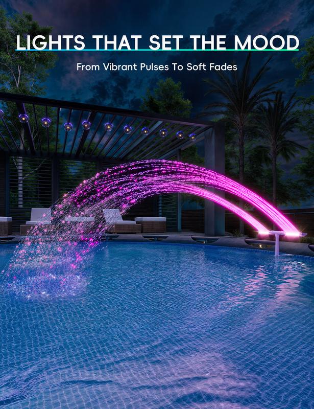 🎁TikTok Last Day Sale - 70% OFF🔥Solar Pool Fountain with Lights Dual Arc - Above/Inground Pool Fountain Lights with Remote Control