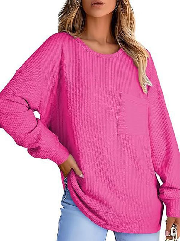 Women's casual round neck loose long sleeve T-shirt