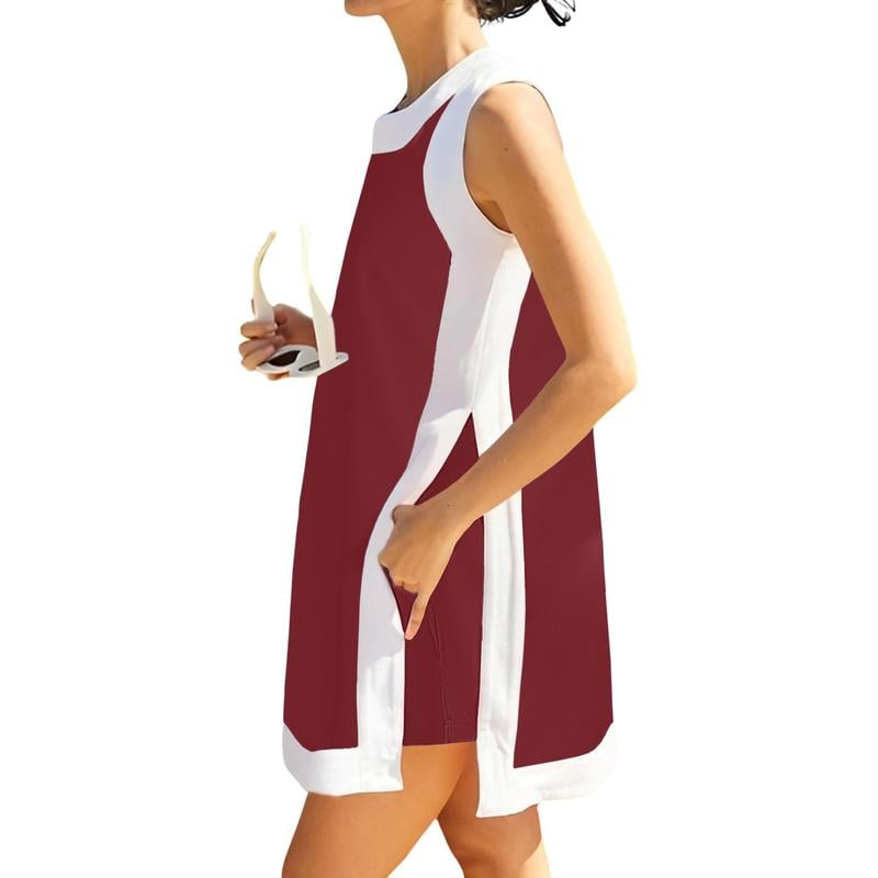 Last Day Promotion 70% OFF - 🔥Women's 2-Piece Sets Color Block Crewneck Sleeveless Top + Skirt & Shorts w/ Pockets⚡Buy 2 Get Free Shipping